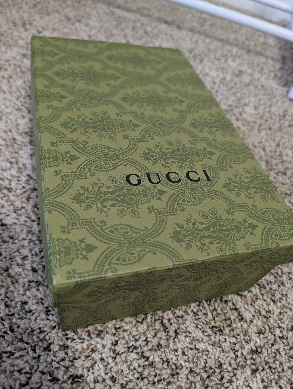 Empty Gucci Olive Green Patterned Gift Box